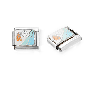 Roestvrij stalen (RVS) Stainless steel Italian charms losse schakels zeeleven Silver-white-light blue