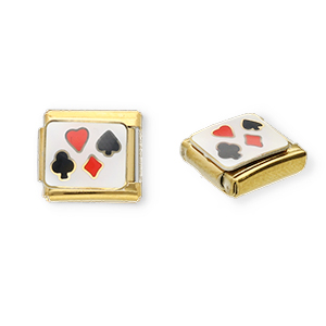 Roestvrij stalen (RVS) Stainless steel Italian charms losse schakels speelkaart Gold-white-red-black