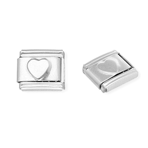 Roestvrij stalen (RVS) Stainless steel Italian charms losse schakels hart Silver