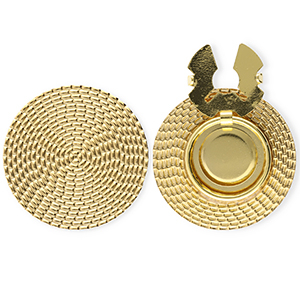 Roestvrij stalen (RVS) Stainless steel button covers rond rotan-look Gold