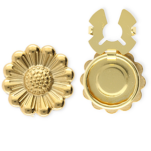 Roestvrij stalen (RVS) Stainless steel button covers bloem Gold