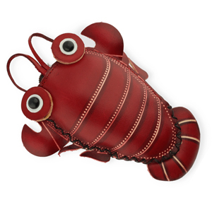 Portemonnee van leer kreeft Red-sand beige-black-white