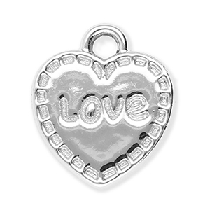 Bedels metaal hart "Love" Silver