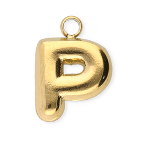 Roestvrij stalen (RVS) Stainless steel bedels letter P Gold