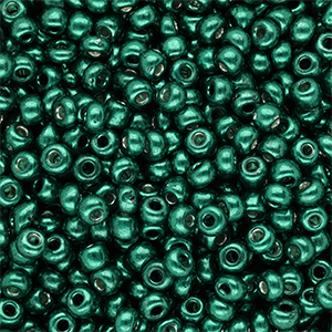 Glaskralen Rocailles 6/0 (4mm) Metallic shine teal green