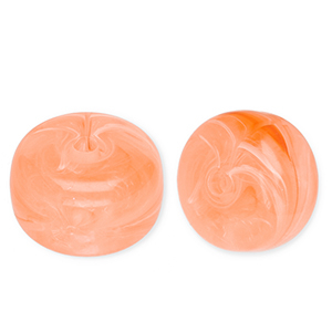 Acryl kralen disc Peachy orange-marble