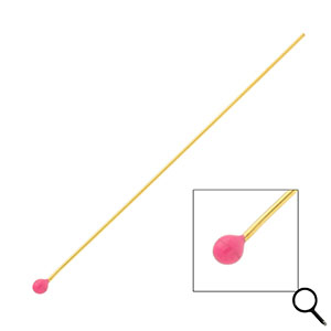 BY31&reg; Roestvrij stalen (RVS) Stainless steel onderdelen nietstiften met bolletje 70mm Gold-magenta pink