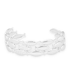 Roestvrij stalen (RVS) Stainless steel armbanden bangle vissen Silver
