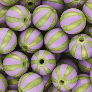12 mm DQ&reg; acryl kralen met strepen Purple-olive green