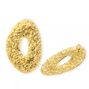 Roestvrij stalen (RVS) Stainless steel bedels ovaal Gold