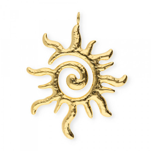 Roestvrij stalen (RVS) Stainless steel bedels spiraal zon Gold