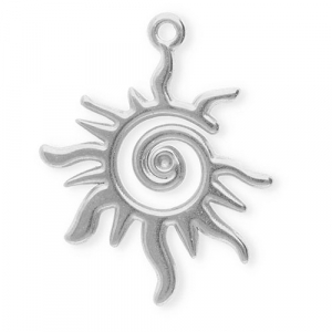 Roestvrij stalen (RVS) Stainless steel bedels spiraal zon Silver