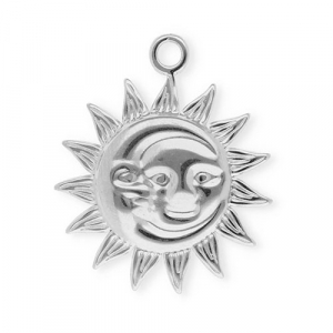 Roestvrij stalen (RVS) Stainless steel bedels zon & maan Silver