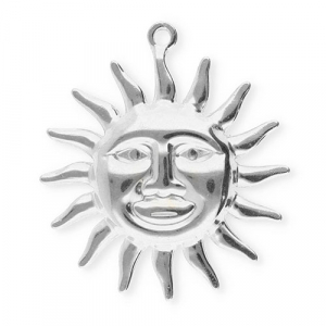 Roestvrij stalen (RVS) Stainless steel bedels zon met gezicht Silver