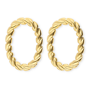 BY31&reg; Roestvrij stalen (RVS) Stainless steel oorbellen&nbsp;/&nbsp;oorstekers ovaal twisted Gold