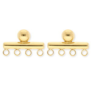 BY31&reg; Roestvrij stalen (RVS) Stainless steel onderdelen oorbellen&nbsp;/&nbsp;oorstekers staaf met 4 oogjes Gold