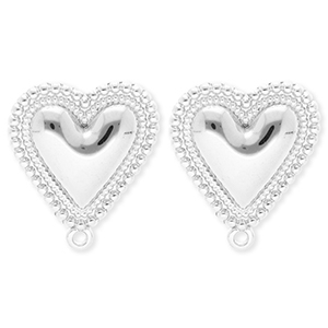 BY31&reg; Roestvrij stalen (RVS) Stainless steel onderdelen oorbellen&nbsp;/&nbsp;oorstekers hart met oogje Silver