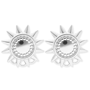 BY31&reg; Roestvrij stalen (RVS) Stainless steel onderdelen oorbellen&nbsp;/&nbsp;oorstekers zon met 3 oogjes Silver