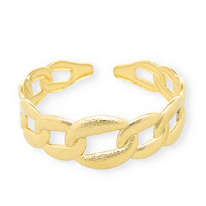 Roestvrij stalen (RVS) Stainless steel armbanden bangle gourmet schakel Gold
