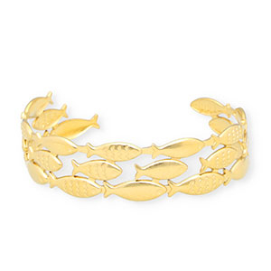 Roestvrij stalen (RVS) Stainless steel armbanden bangle vissen Gold