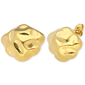 Roestvrij stalen (RVS) Stainless steel onderdelen oorbellen / oorstekers irregular met oogje Gold