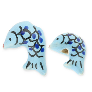 Kralen keramiek vis Blue-black