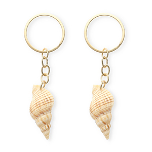 Sleutelhangers schelp Beige brown-gold