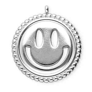 BY31&reg; Roestvrij stalen (RVS) Stainless steel bedels smiley Silver