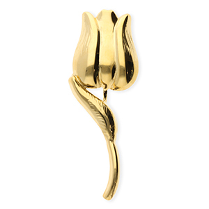 Roestvrij stalen (RVS) Stainless steel statement broches tulp Gold