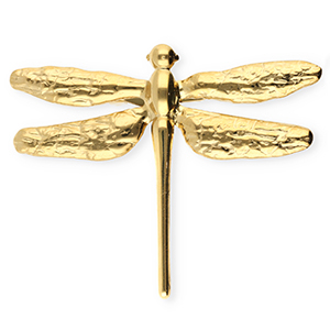 Roestvrij stalen (RVS) Stainless steel statement broches libelle Gold