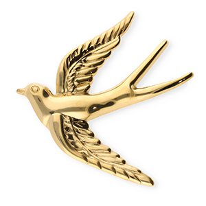 Roestvrij stalen (RVS) Stainless steel statement broches zwaluw Gold