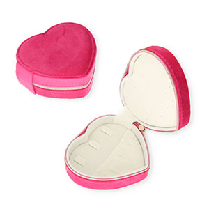 Sieraden reisdoosje hart Hot pink