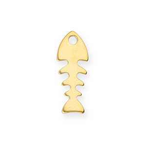 Roestvrij stalen (RVS) Stainless steel bedels vissengraat Gold