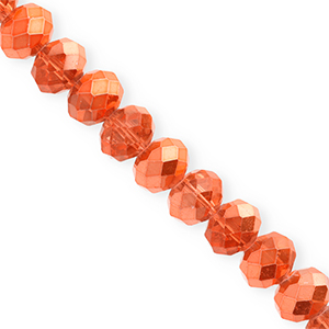 Top Facet kralen 12x9mm disc Coral orange-pearl shine coating