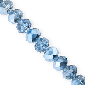 Top Facet kralen 12x9mm disc Blue-pearl shine coating