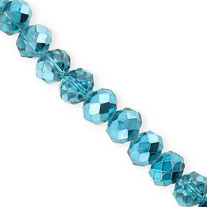 Top Facet kralen 12x9mm disc Teal blue-pearl shine coating