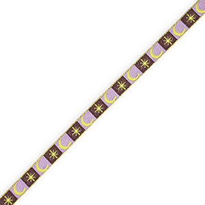 BY31&reg; Lint met tekst maan en ster Dark brown-lavender purple-lime yellow-gold