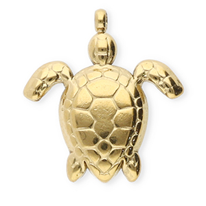 Roestvrij stalen (RVS) Stainless steel bedels schildpad Gold