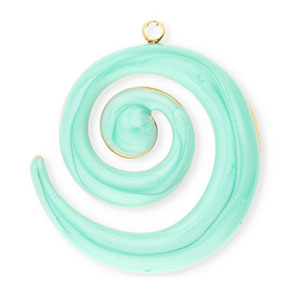 Roestvrij stalen (RVS) Stainless steel bedels spiraal Gold-mint green marble