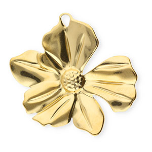 Roestvrij stalen (RVS) Stainless steel bedels bloem Gold
