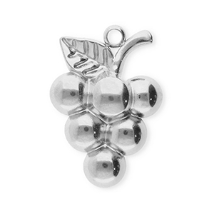 Roestvrij stalen (RVS) Stainless steel bedels druiven Silver