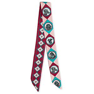 Bandana sjaal met honden Bordeaux red-light pink-turquoise blue