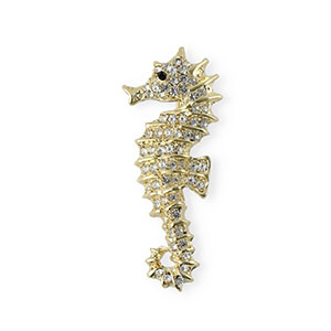 Broches zeepaardje met strass Gold-crystal-black