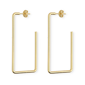 Roestvrij stalen (RVS) Stainless steel oorbellen&nbsp;/&nbsp;oorstekers rechthoek Gold