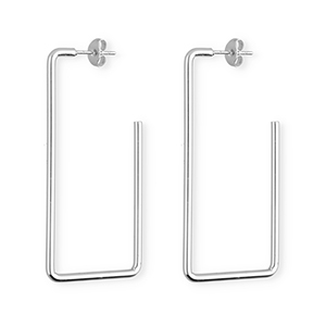 Roestvrij stalen (RVS) Stainless steel oorbellen&nbsp;/&nbsp;oorstekers rechthoek Silver