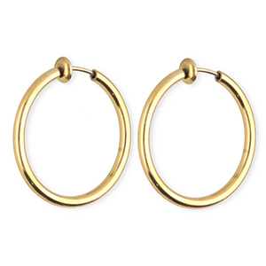 Roestvrij stalen (RVS) Stainless steel clip&nbsp;oorbellen&nbsp;/&nbsp;creolen Gold