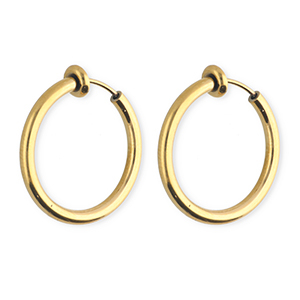 Roestvrij stalen (RVS) Stainless steel clip&nbsp;oorbellen&nbsp;/&nbsp;creolen Gold