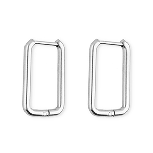 Roestvrij stalen (RVS) Stainless steel oorbellen&nbsp;/&nbsp;creolen rechthoek Silver