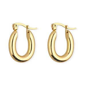 Roestvrij stalen (RVS) Stainless steel oorbellen&nbsp;/&nbsp;creolen ovaal Gold