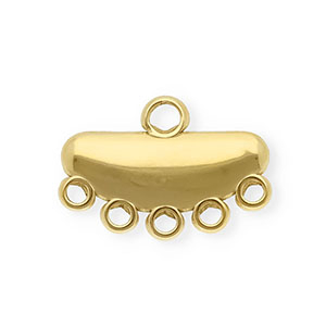 BY31&reg; Roestvrij stalen (RVS) Stainless steel onderdelen tussenstuk half ovaal met 6 oogjes Gold
